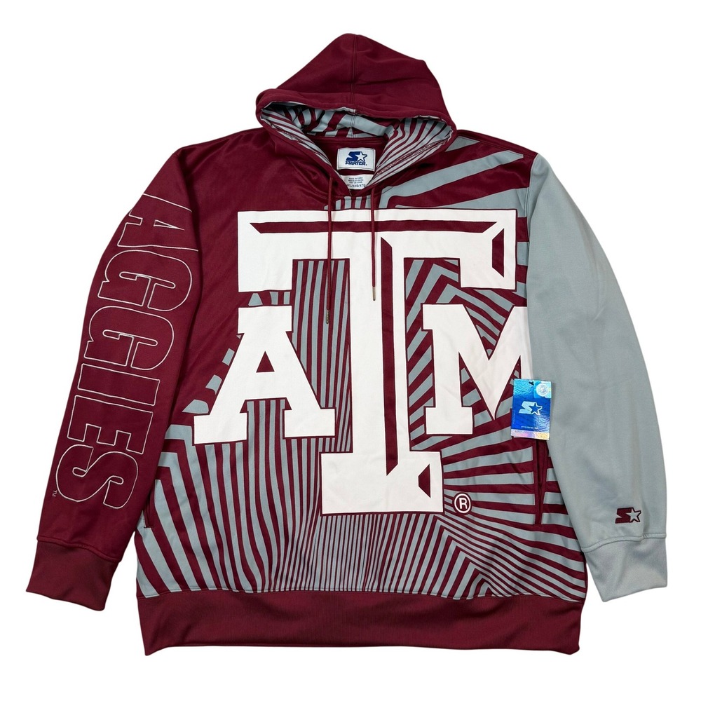 Starter Texas A&M Hoodie Mens 4XL Maroon Gray Aggies Graphic Pullover NWT